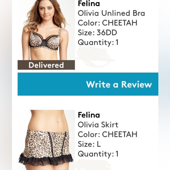 Felina OLIVIA Cheetah Print Set Lingerie Set 36DD / L